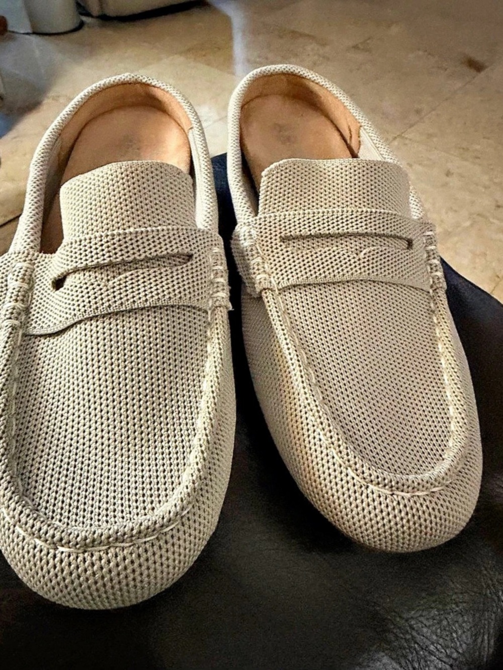 Aerosoles Deja Knit Penny Mule Loafers Stone Beige - Unused NWOT